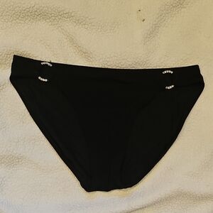 Robin Piccone Black Swimwear Bottoms with Silver Rhinestone Loops Small